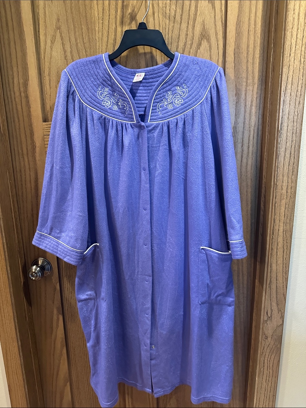 GS Floral Embroidered Purple snap  Front Housecoat